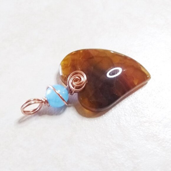 Gorgeous Brown Dragonvein Agate Heart Pendant! Bestie Sis Fiance Wife Mom Gift - Picture 8 of 9